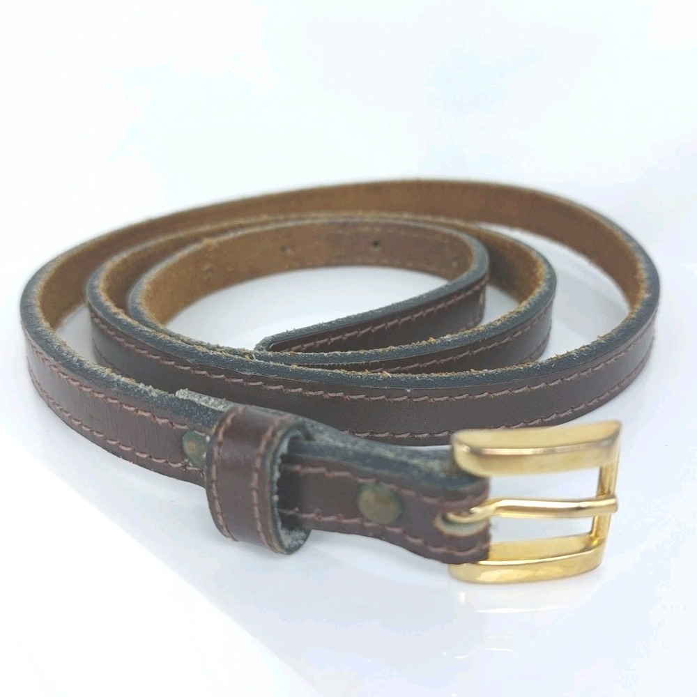 The Great New York Belt Co Skinny Brown Leather Size .5x35" (Adjustable 29"-33")